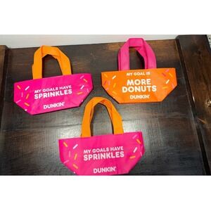 Dunkin Donuts Mini Tote Bag 3 Pack Pink Orange Sprinkles Gift Bag 2026
